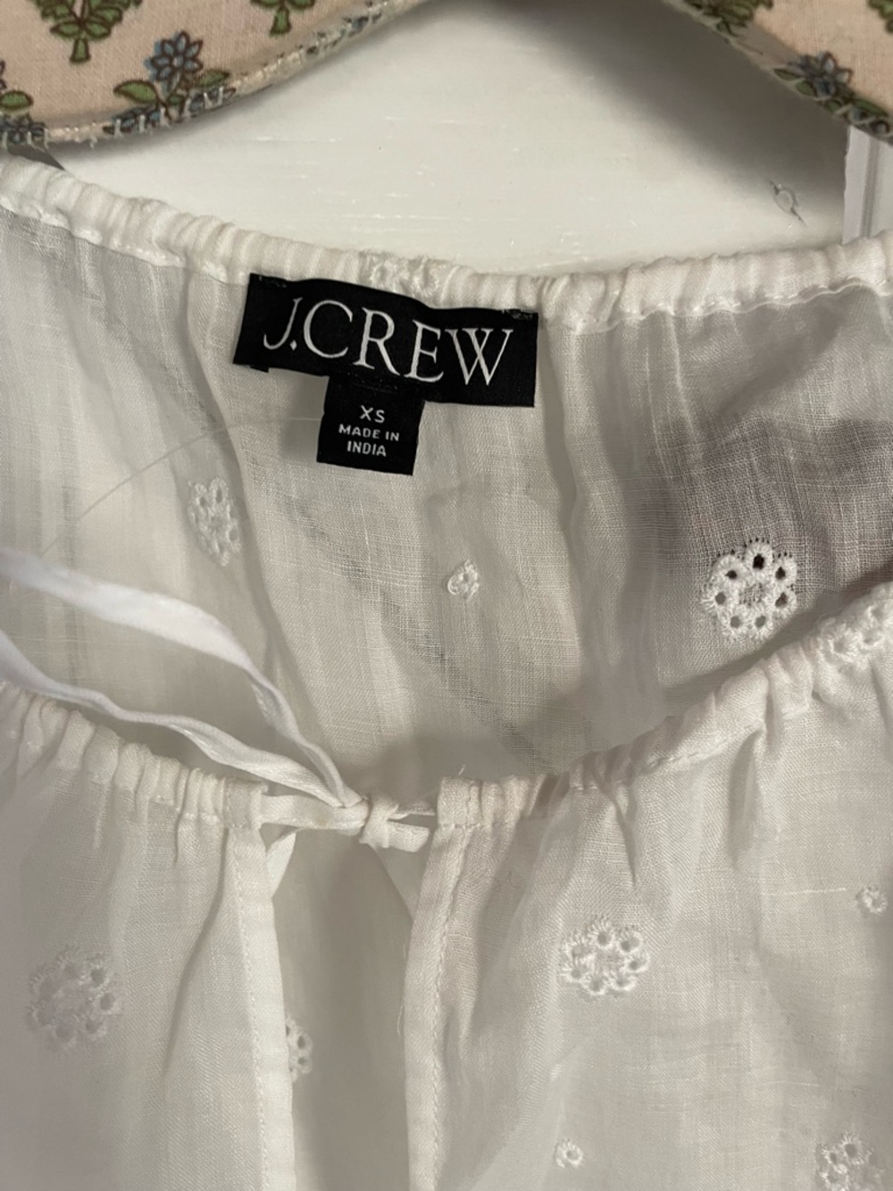 J. Crew White Eyelet Tie-Front Peasant Blouse - Picture 3 of 6
